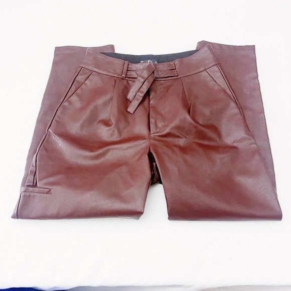 ASOS Oxblood Deep Red Faux Leather Slack 32 x 32 - Picture 2 of 8